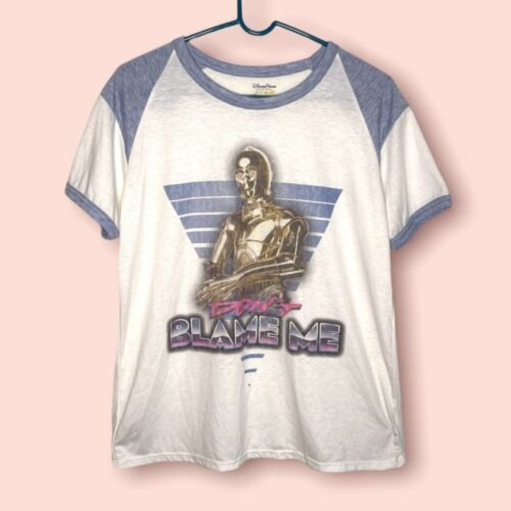 Disney Parks Star Wars C-3PO "DONT BLAME ME Retro" Short Sleeve Shirt Sz: L